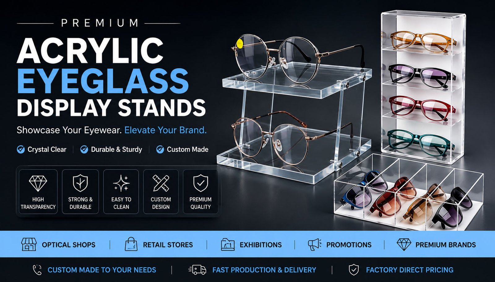 acrylic glasses display stand