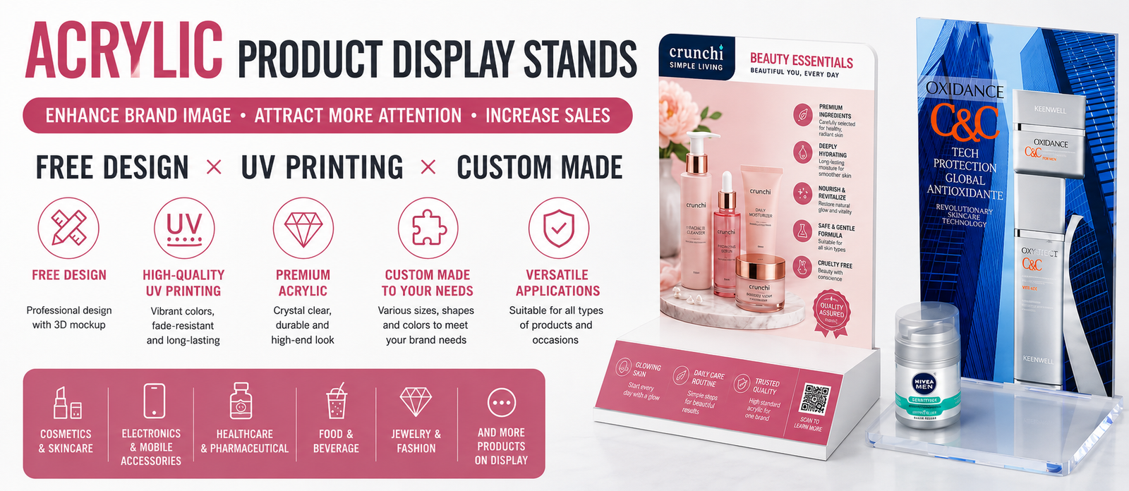 Acrylic Beauty Product Display Stand
